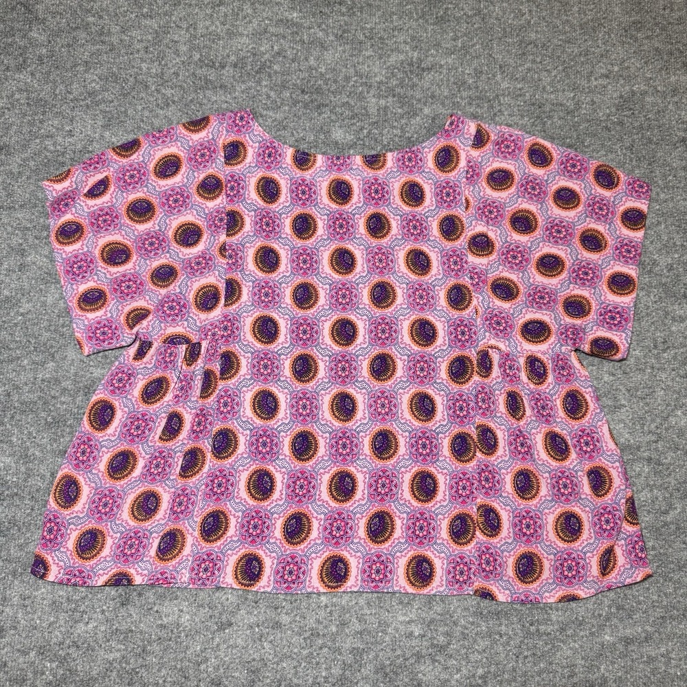 Maeve Anthropologie Pink Purple Geometric Psychedelic Blouse Small Hippie - Picture 9 of 14
